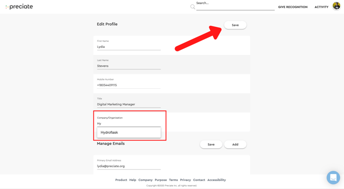 add company_organization profile settings-1